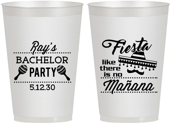 Personalized Bachelor Party 12 oz Frosted Cups - Fiesta No Manana | 40002