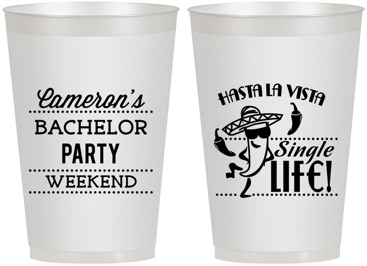 Personalized Bachelor Party 12 oz Frosted Cups - Hast La Vista Single Life | 40003