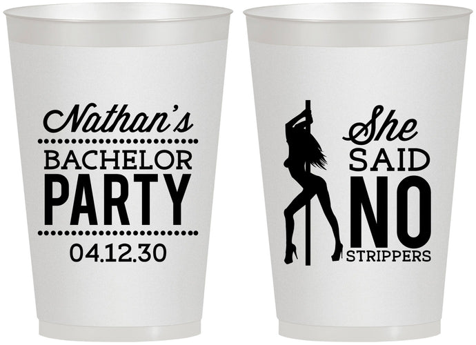 Personalized Bachelor Party 12 oz Frosted Cups - She Said No Strip Club | 40005
