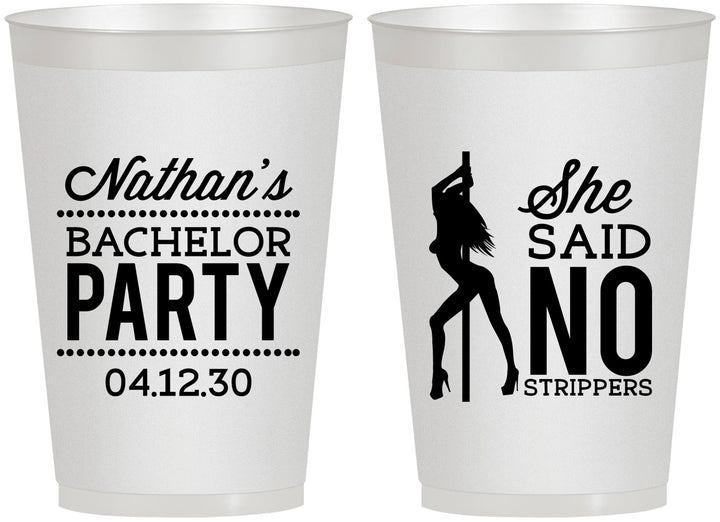 Personalized Bachelor Party 12 oz Frosted Cups - She Said No Strip Club | 40005