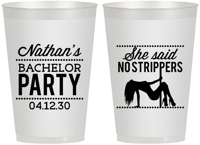 Personalized Bachelor Party 12 oz Frosted Cups - Strip Club | 40008