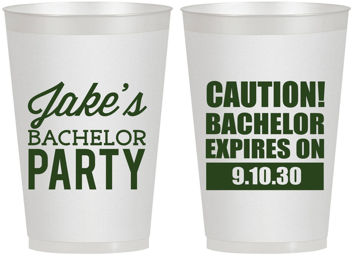 Personalized Bachelor Party 12 oz Frosted Cups - Caution Expires On | 40009