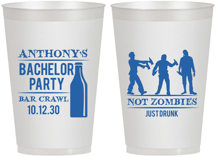 Personalized Bachelor Party 12 oz Frosted Cups - Bar Crawl | 40010
