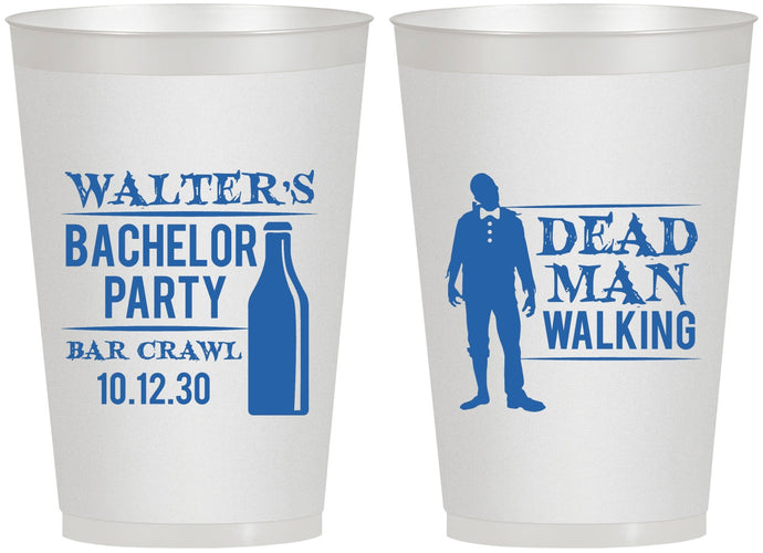 Personalized Bachelor Party 12 oz Frosted Cups - Dead Man Walking | 40011