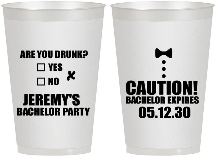 Personalized Bachelor Party 12 oz Frosted Cups - Caution Expires On | 40013