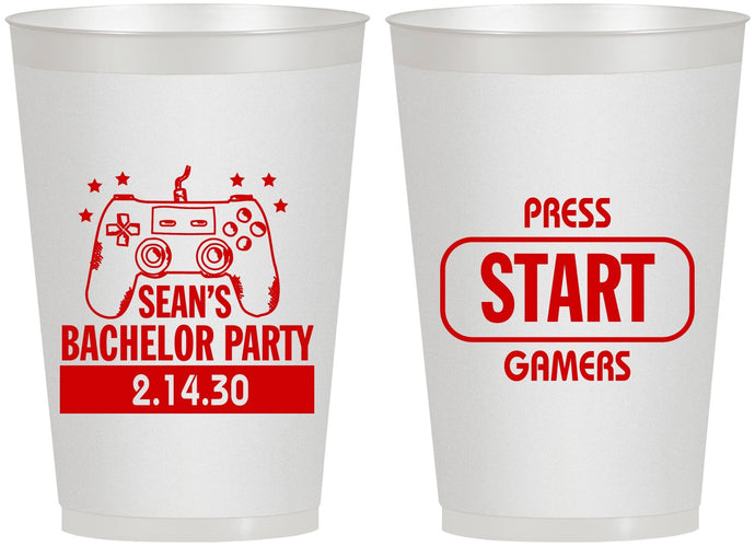 Personalized Bachelor Party 12 oz Frosted Cups - Video Games | 40018
