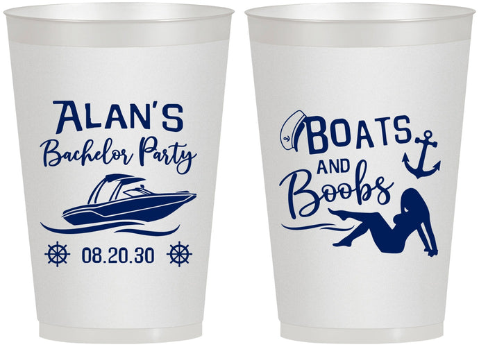 Personalized Bachelor Party 12 oz Frosted Cups - Nautical Boats | 40021