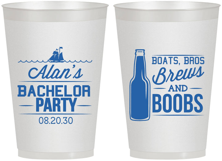 Personalized Bachelor Party 12 oz Frosted Cups - Brews And Boobs | 40022