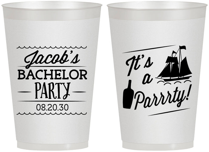 Personalized Bachelor Party 12 oz Frosted Cups - Boat | 40023