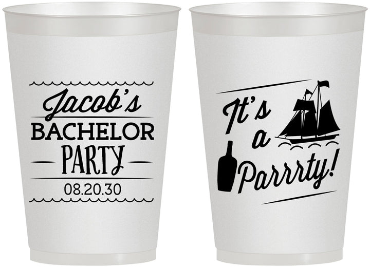 Personalized Bachelor Party 12 oz Frosted Cups - Boat | 40023