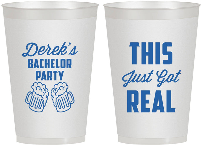Personalized Bachelor Party 12 oz Frosted Cups - Just Got Real | 40024