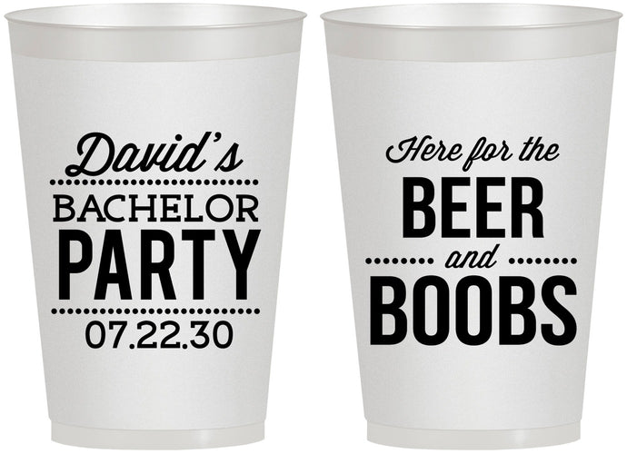 Personalized Bachelor Party 12 oz Frosted Cups - Beer And Boobs | 40027