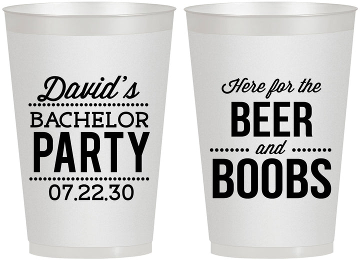 Personalized Bachelor Party 12 oz Frosted Cups - Beer And Boobs | 40027