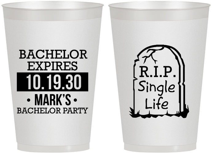 Personalized Bachelor Party 12 oz Frosted Cups - Rip Single Life | 40028