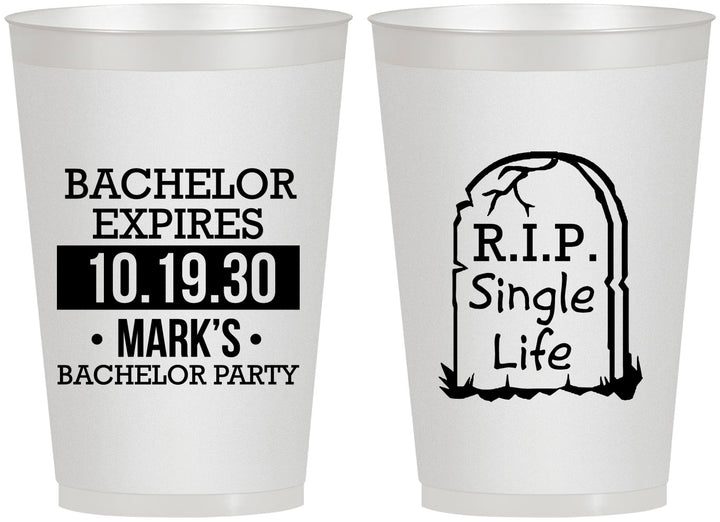 Personalized Bachelor Party 12 oz Frosted Cups - Rip Single Life | 40028