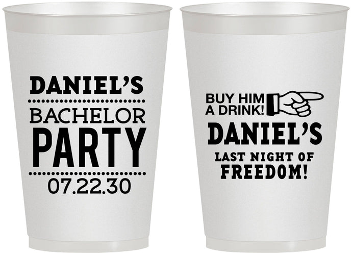 Personalized Bachelor Party 12 oz Frosted Cups - Last Night Of Freedom | 40029