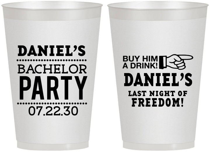 Personalized Bachelor Party 12 oz Frosted Cups - Last Night Of Freedom | 40029