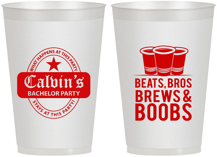 Personalized Bachelor Party 12 oz Frosted Cups - Brews And Boobs | 40031