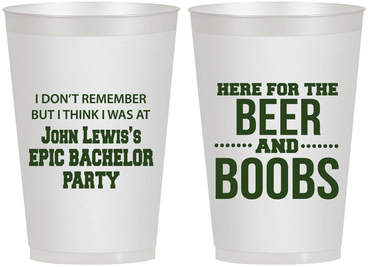 Personalized Bachelor Party 12 oz Frosted Cups - Beer And Boobs | 40039