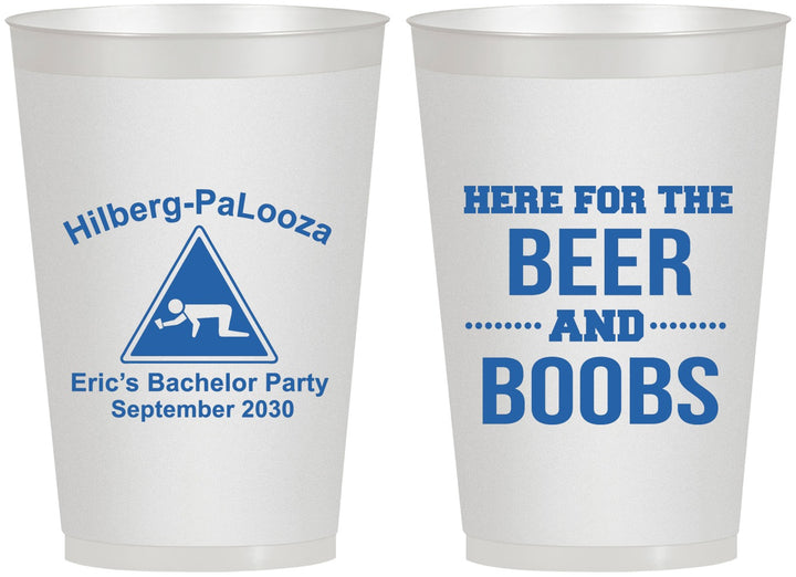 Personalized Bachelor Party 12 oz Frosted Cups - Beer And Boobs | 40040