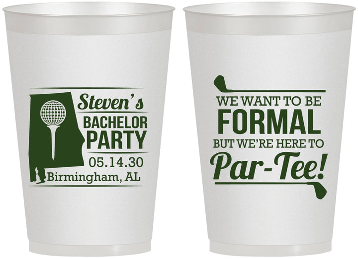 Personalized Bachelor Party 12 oz Frosted Cups - Golf Par Tee | 40043
