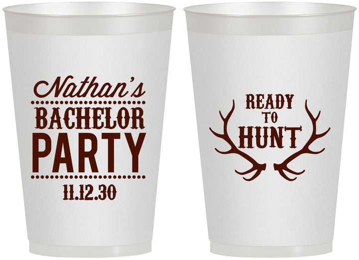 Personalized Bachelor Party 12 oz Frosted Cups - Ready To Hunt | 40044