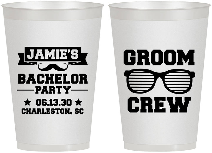 Personalized Bachelor Party 12 oz Frosted Cups - Groom Crew | 40047