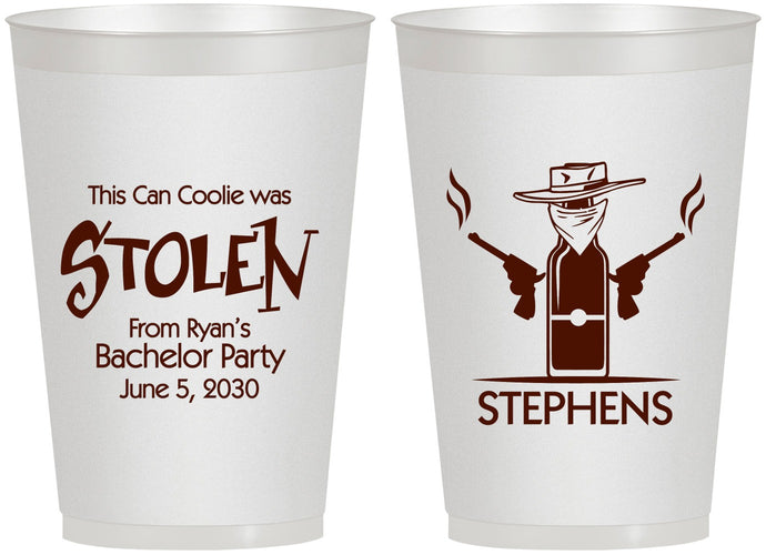 Personalized Bachelor Party 12 oz Frosted Cups - Stolen | 40049