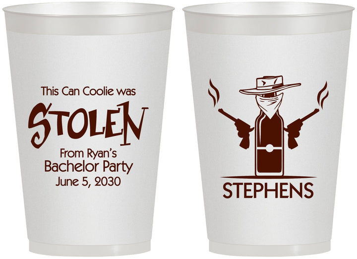 Personalized Bachelor Party 12 oz Frosted Cups - Stolen | 40049