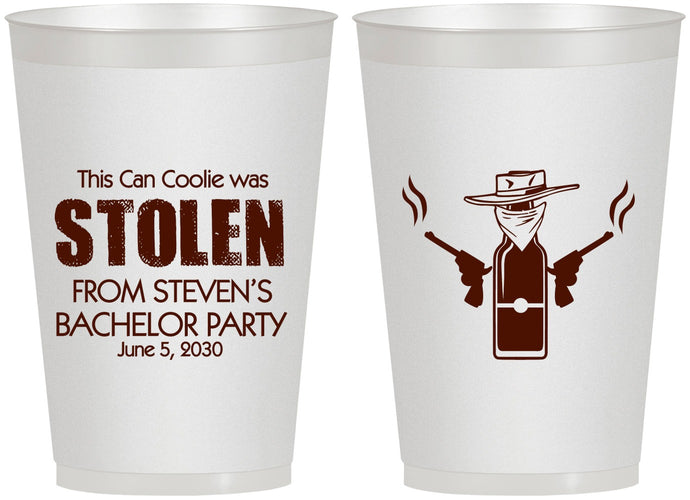 Personalized Bachelor Party 12 oz Frosted Cups - Stolen | 40053