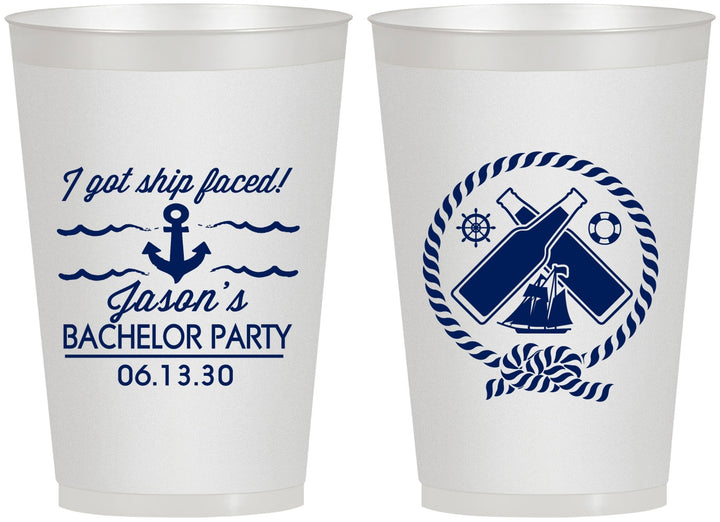 Personalized Bachelor Party 12 oz Frosted Cups - Anchor | 40054