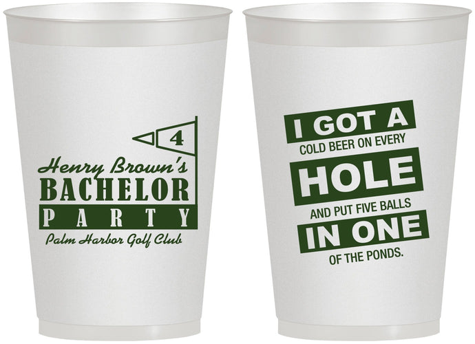 Personalized Bachelor Party 12 oz Frosted Cups - Golf | 40055