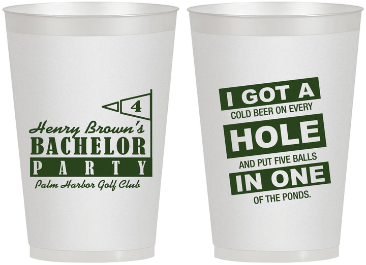 Personalized Bachelor Party 12 oz Frosted Cups - Golf | 40055