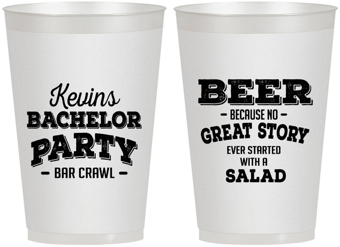 Personalized Bachelor Party 12 oz Frosted Cups - Great Story | 40057