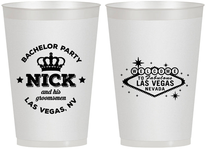 Personalized Bachelor Party 12 oz Frosted Cups - Last Vegas | 40059