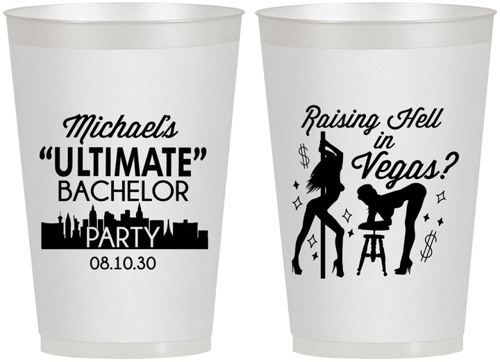 Personalized Bachelor Party 12 oz Frosted Cups - Last Vegas | 40062
