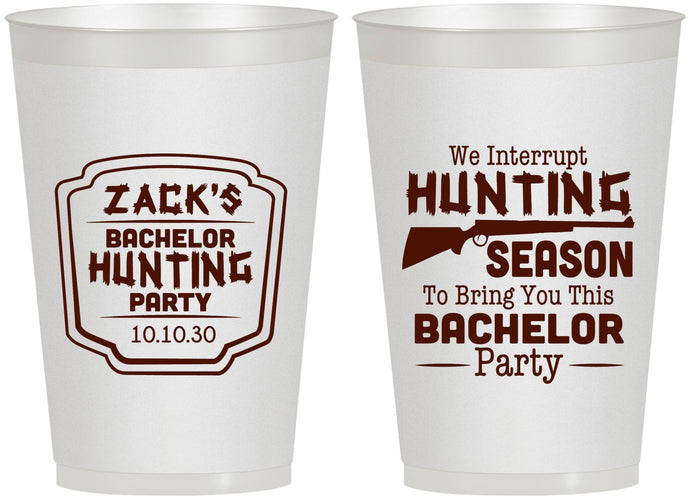 Personalized Bachelor Party 12 oz Frosted Cups - Hunting Season | 40063
