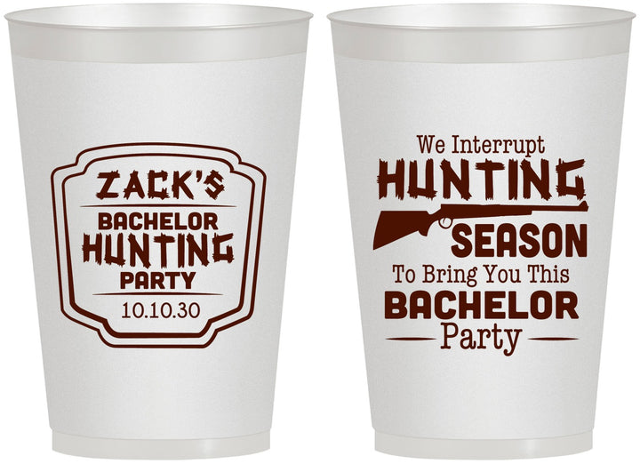 Personalized Bachelor Party 12 oz Frosted Cups - Hunting Season | 40063
