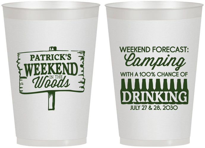 Personalized Bachelor Party 12 oz Frosted Cups - Camping | 40064