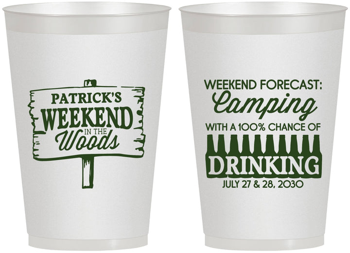 Personalized Bachelor Party 12 oz Frosted Cups - Camping | 40064
