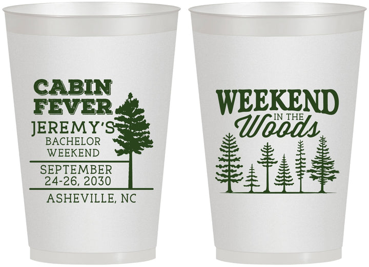 Personalized Bachelor Party 12 oz Frosted Cups - Camping | 40065