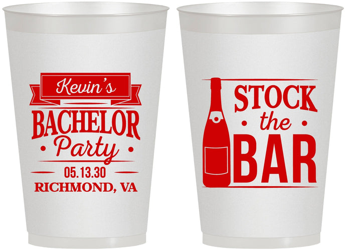 Personalized Bachelor Party 12 oz Frosted Cups - Stock The Bar | 40073