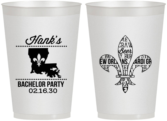 Personalized Bachelor Party 12 oz Frosted Cups - New Orleans | 40074