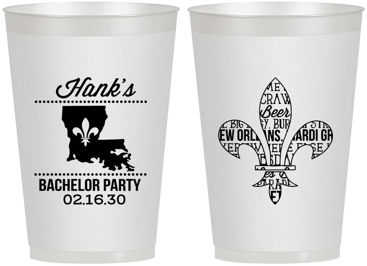 Personalized Bachelor Party 12 oz Frosted Cups - New Orleans | 40074