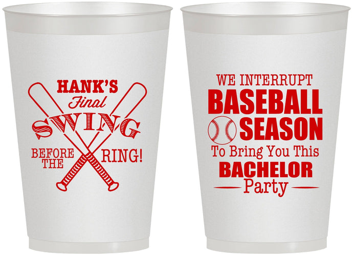 Personalized Bachelor Party 12 oz Frosted Cups - Baseball | 40075