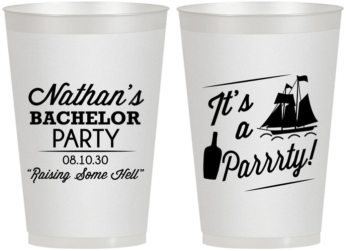 Personalized Bachelor Party 12 oz Frosted Cups - Boat | 40076