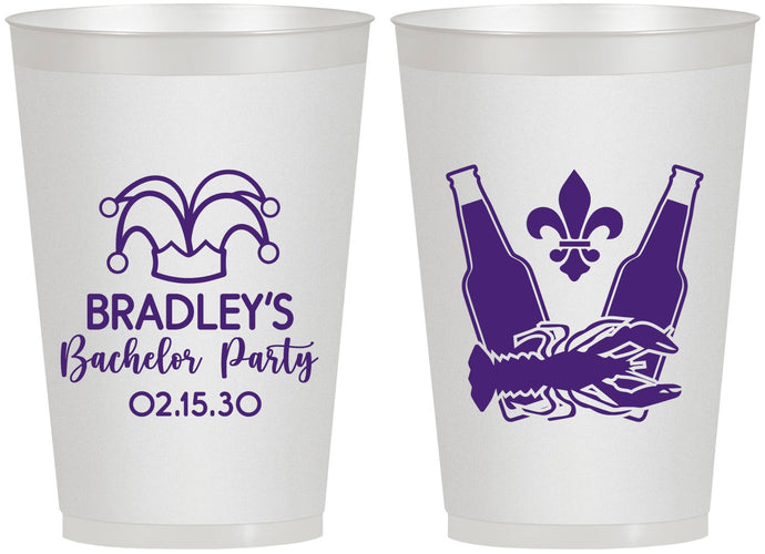Personalized Bachelor Party 12 oz Frosted Cups - New Orleans | 40077