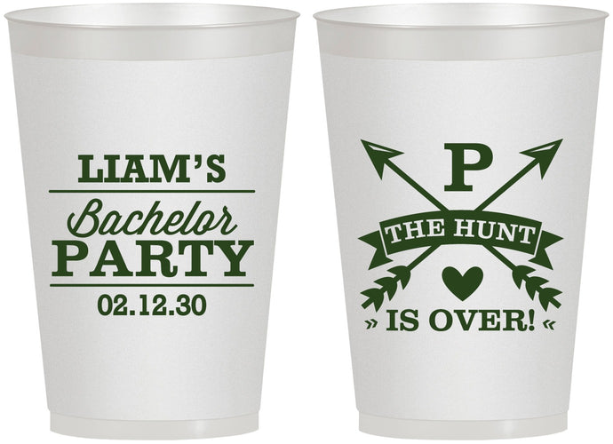 Personalized Bachelor Party 12 oz Frosted Cups - Hunt Is Over | 40082
