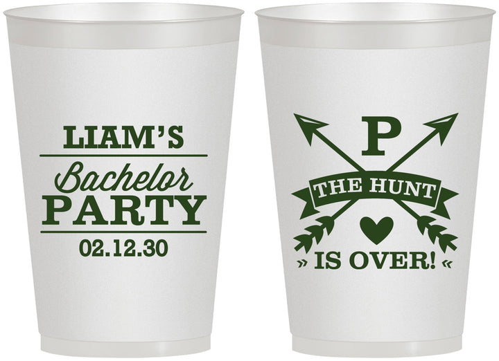 Personalized Bachelor Party 12 oz Frosted Cups - Hunt Is Over | 40082