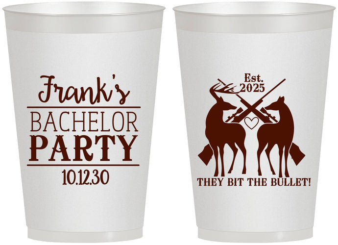 Personalized Bachelor Party 12 oz Frosted Cups - Hunting | 40083